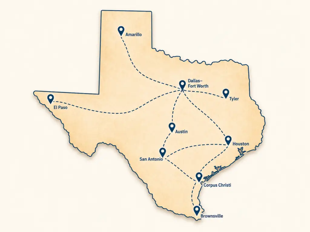 Moving to Another Texas City? Your Intrastate Timeline and Route Guide 7 texas map